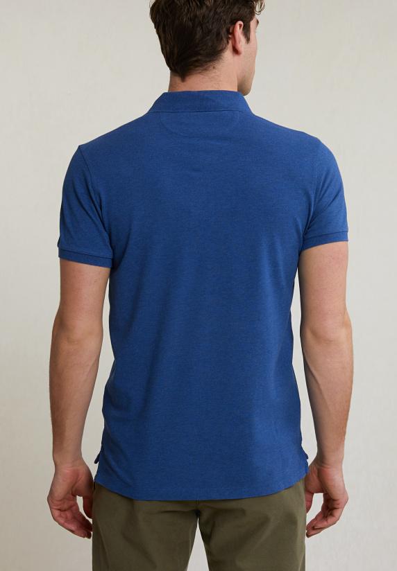 River Woods Custom Fit Basic Pima Katoen Polo Hamptons Blue Mix