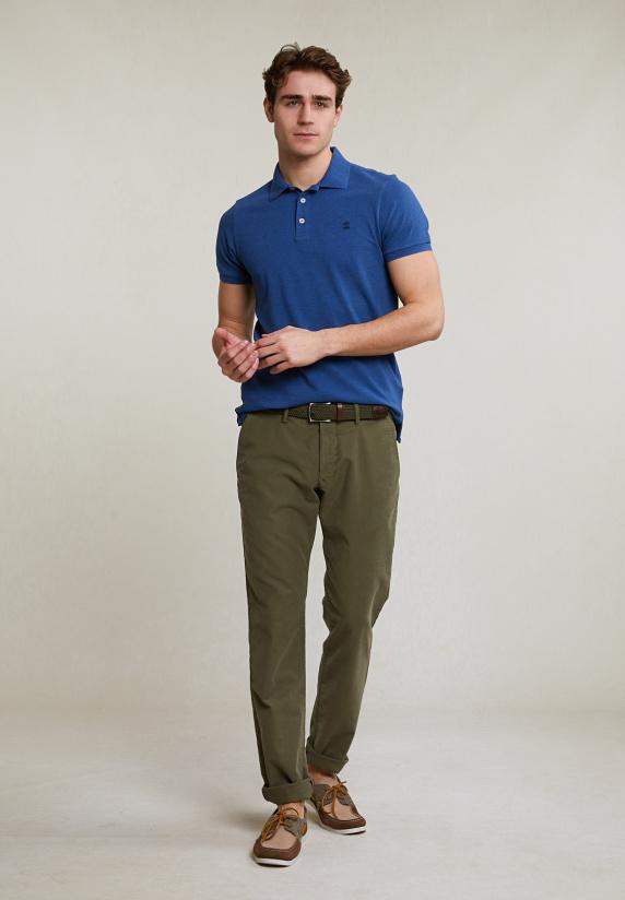 River Woods Custom Fit Basic Pima Katoen Polo Hamptons Blue Mix