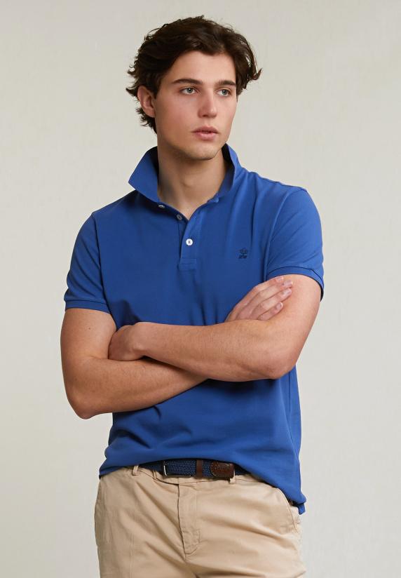 River Woods Custom Fit Basic Pima Katoen Polo Hamptons Blue
