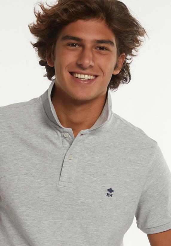 River Woods Custom Fit Basic Pima Katoen Polo Lt Grey Mix