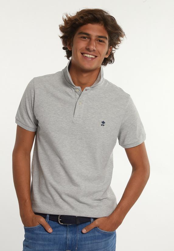 river woods Custom fit basic pima katoen polo lt grey mix