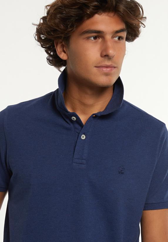 River Woods Custom Fit Basic Pima Katoen Polo Night Denim Mix