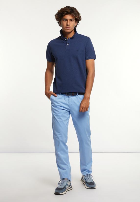 River Woods Custom Fit Basic Pima Katoen Polo Night Denim Mix