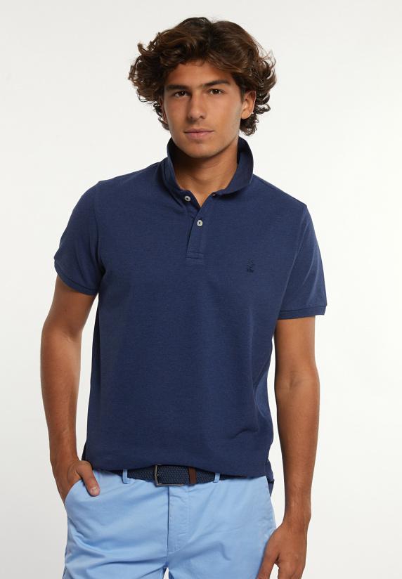river woods Custom fit basic pima katoen polo night denim mix