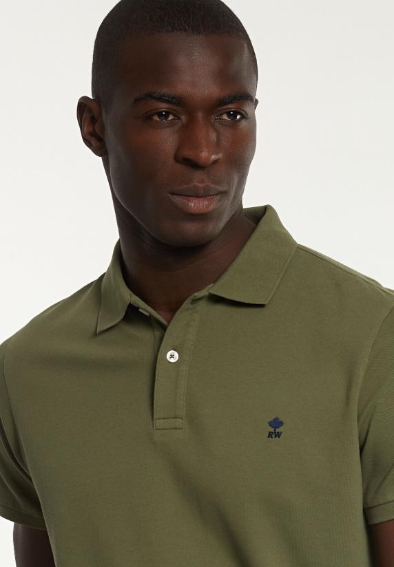 River Woods Custom Fit Basic Pima Katoen Polo Olijfgroen