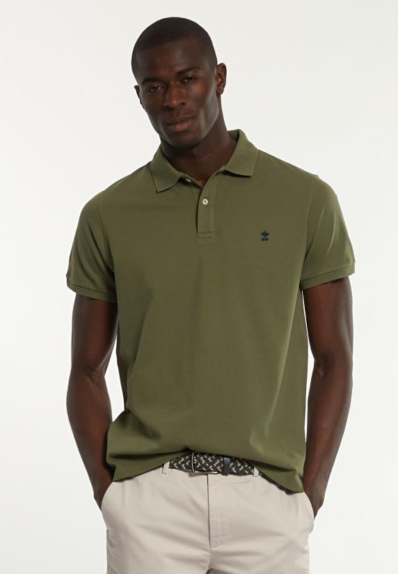 river woods Custom fit basic pima katoen polo olijfgroen