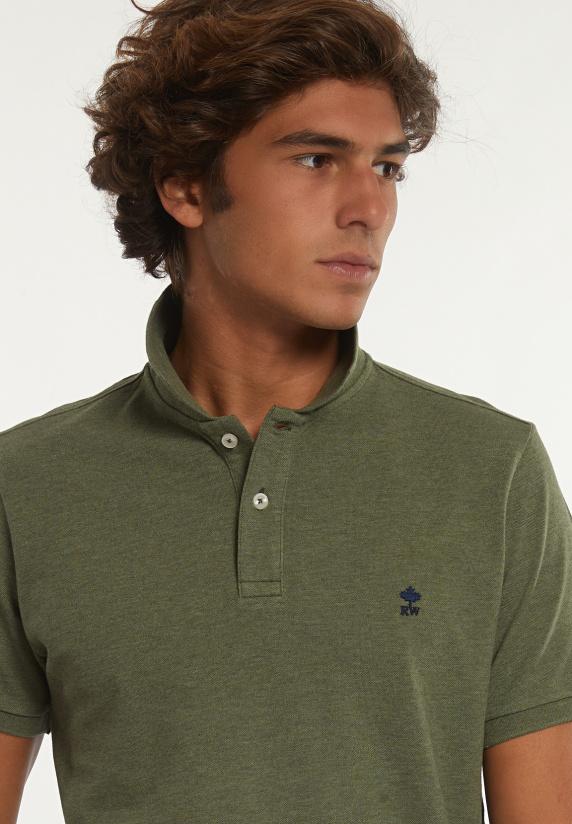 River Woods Custom Fit Basic Pima Katoen Polo Olive Mix