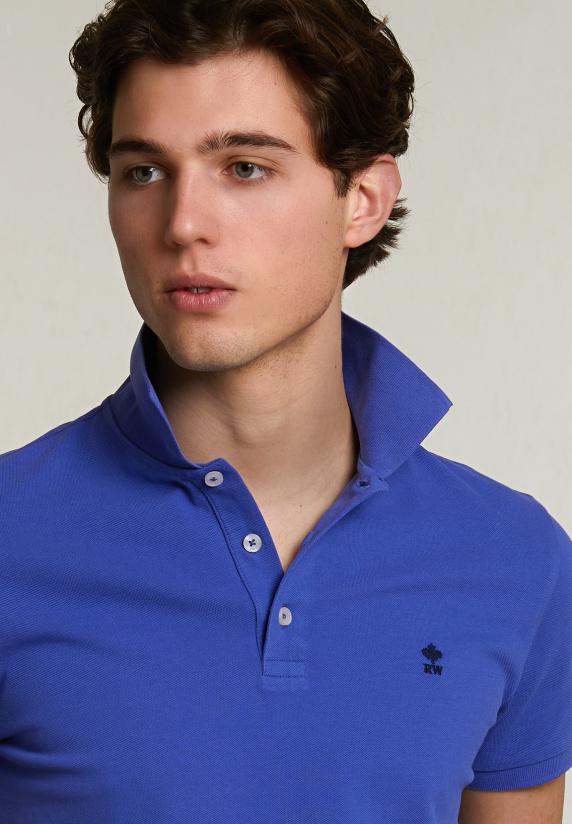 River Woods Custom Fit Basic Pima Katoen Polo Reef Blue