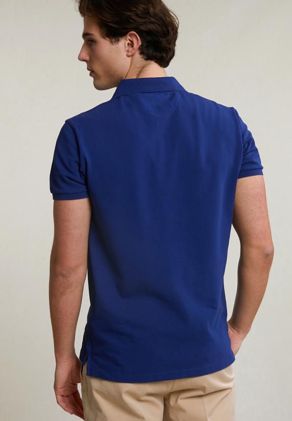 River Woods Custom Fit Basic Pima Katoen Polo Royal Blue