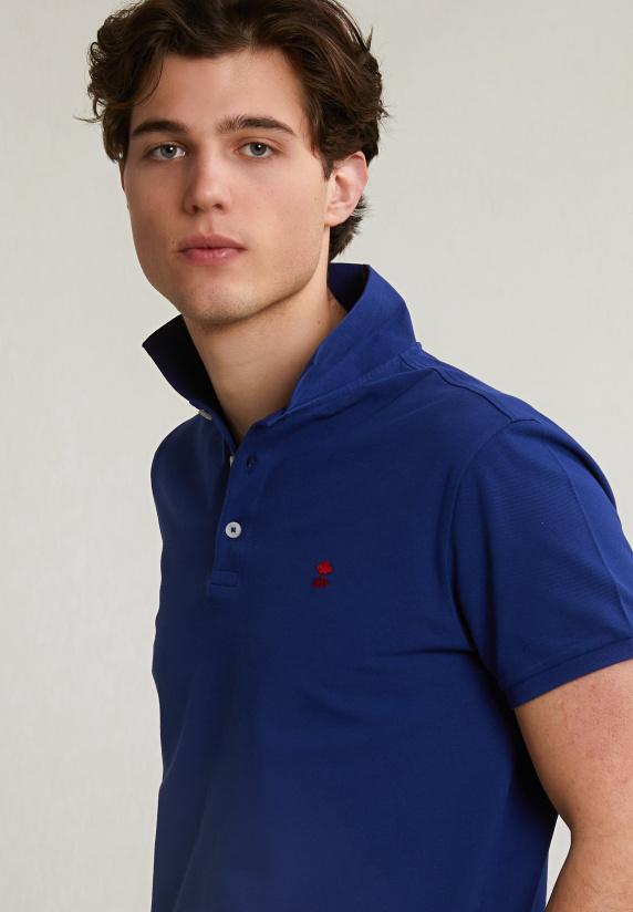River Woods Custom Fit Basic Pima Katoen Polo Royal Blue