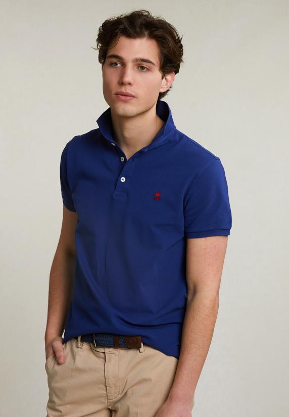 River Woods Custom Fit Basic Pima Katoen Polo Royal Blue
