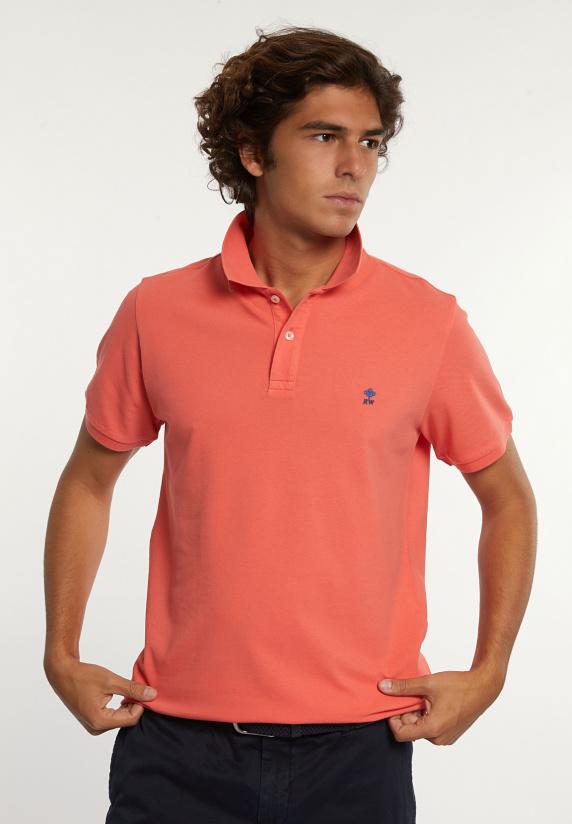 river woods Custom fit basic pima katoen polo salmon