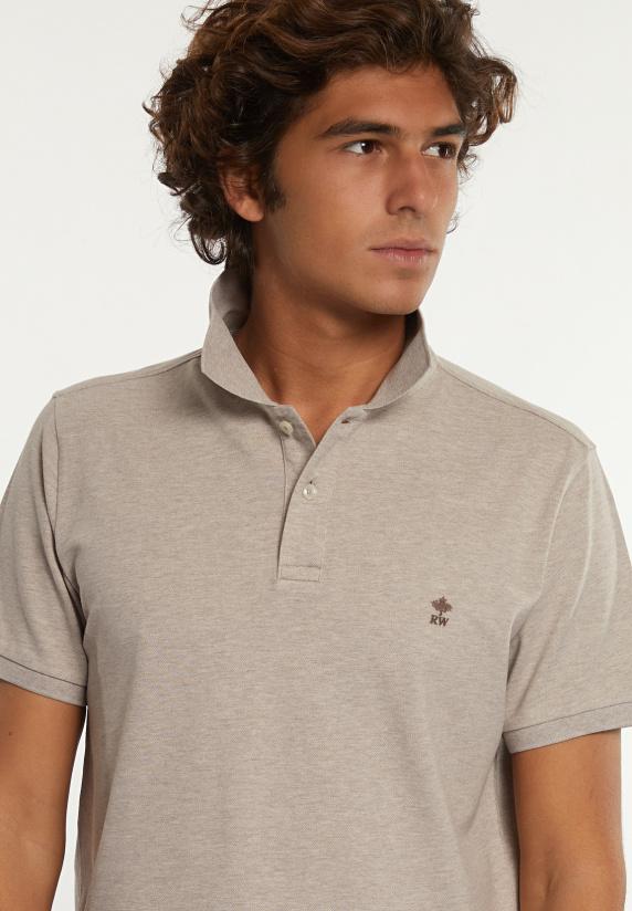 River Woods Custom Fit Basic Pima Katoen Polo Sand Mix