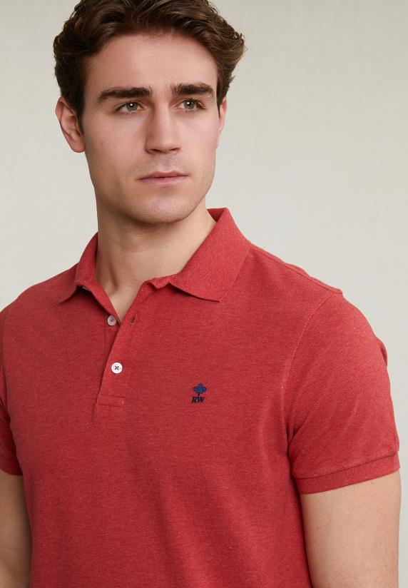 River Woods Custom Fit Basic Pima Katoen Polo Scarlet Mix