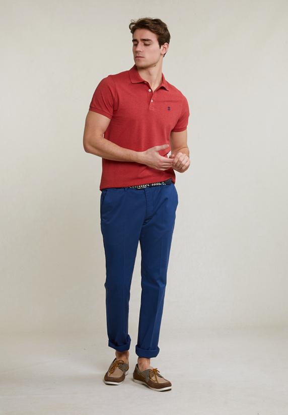 River Woods Custom Fit Basic Pima Katoen Polo Scarlet Mix