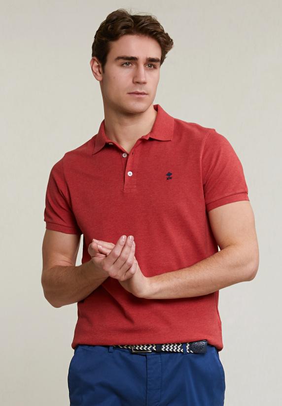 river woods Custom fit basic pima katoen polo scarlet mix