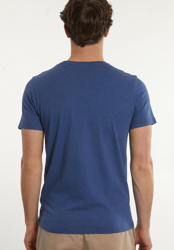 River Woods Custom Fit Basic Pima Katoen T-shirt Borstzak Denim Mix