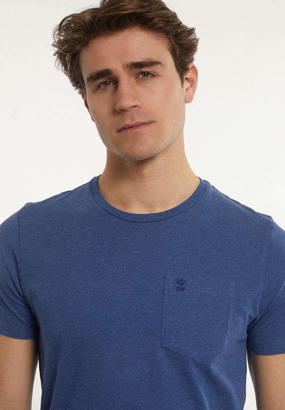 River Woods Custom Fit Basic Pima Katoen T-shirt Borstzak Denim Mix