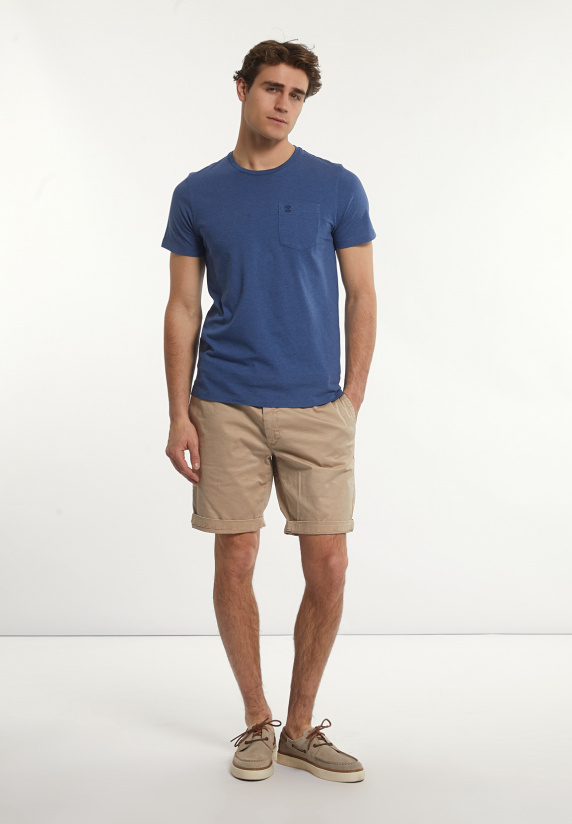 River Woods Custom Fit Basic Pima Katoen T-shirt Borstzak Denim Mix