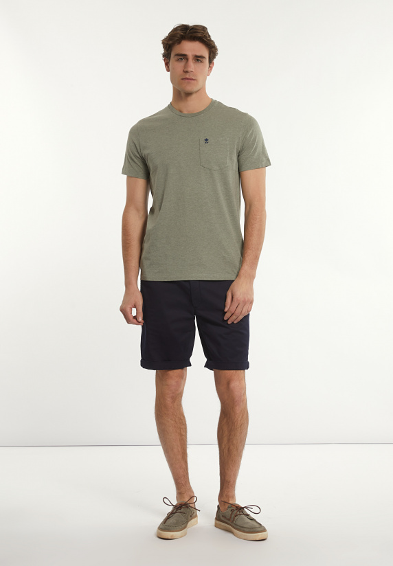 River Woods Custom Fit Basic Pima Katoen T-shirt Borstzak Jade Mix