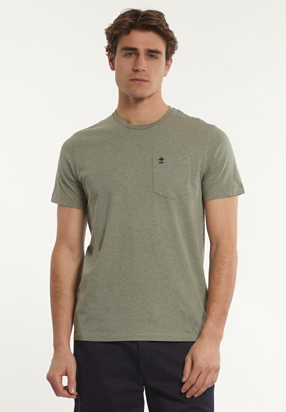 river woods Custom fit basic pima katoen T-shirt borstzak jade mix