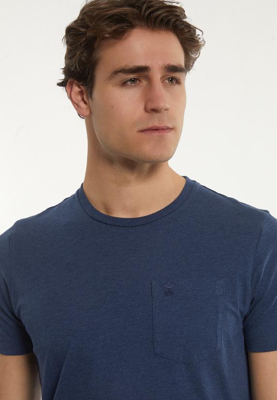 River Woods Custom Fit Basic Pima Katoen T-shirt Borstzak Moonlight Mix