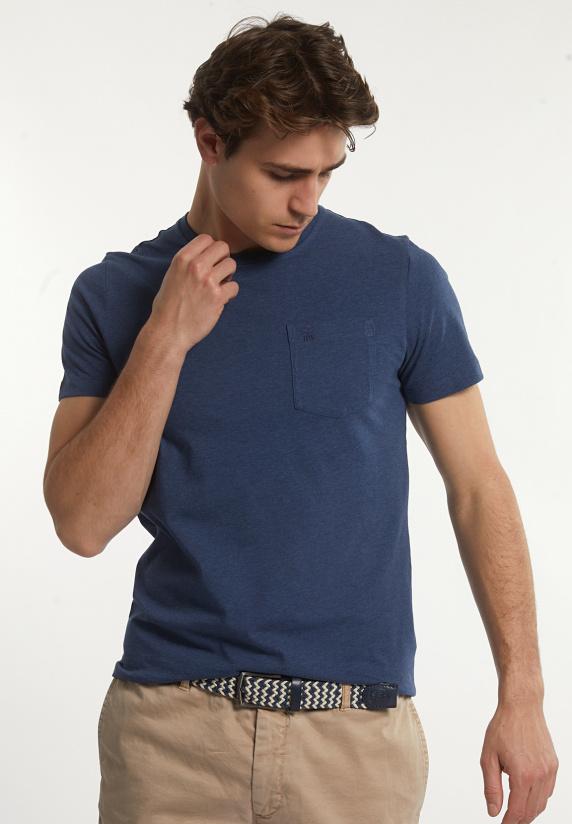 river woods Custom fit basic pima katoen T-shirt borstzak moonlight mix