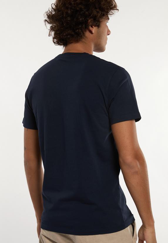 River Woods Custom Fit Basic Pima Katoen T-shirt Borstzak Navy