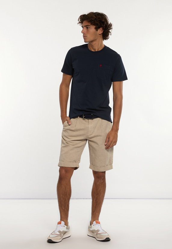 River Woods Custom Fit Basic Pima Katoen T-shirt Borstzak Navy