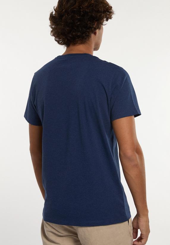 River Woods Custom Fit Basic Pima Katoen T-shirt Borstzak Night Denim Mix