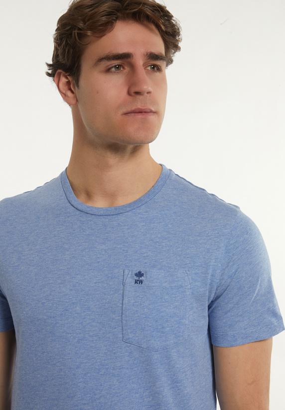 River Woods Custom Fit Basic Pima Katoen T-shirt Borstzak Oase Mix