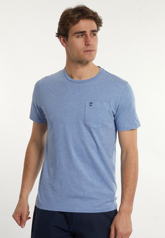 river woods Custom fit basic pima katoen T-shirt borstzak oase mix