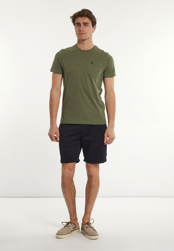 River Woods Custom Fit Basic Pima Katoen T-shirt Borstzak Olive Mix