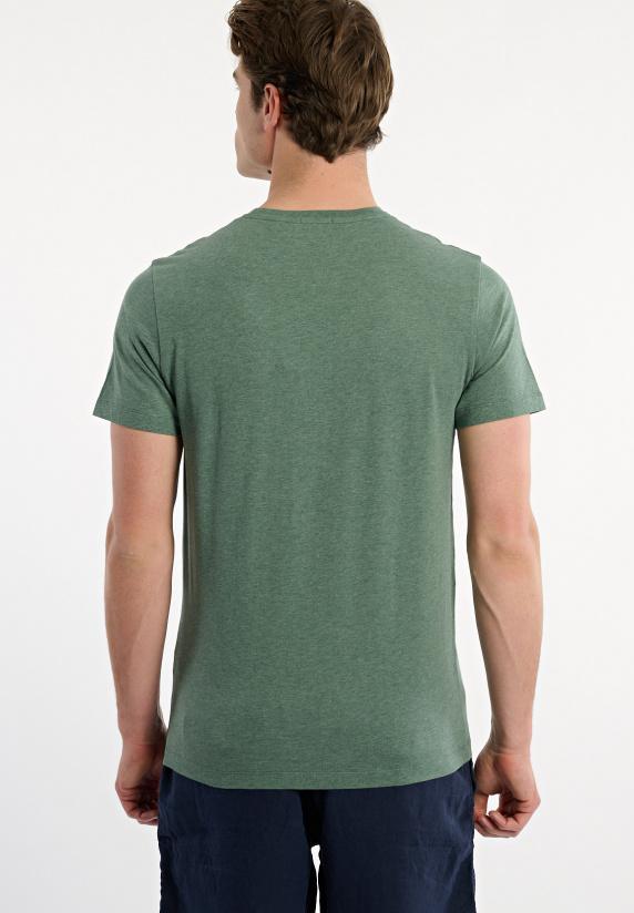 River Woods Custom Fit Basic Pima Katoen T-shirt Borstzak Opal Green Mix