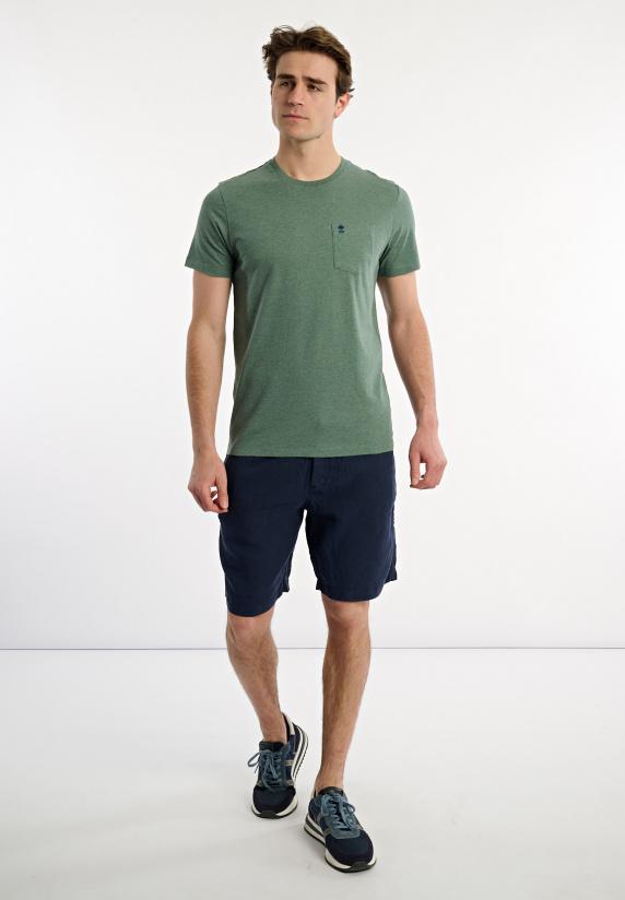 River Woods Custom Fit Basic Pima Katoen T-shirt Borstzak Opal Green Mix