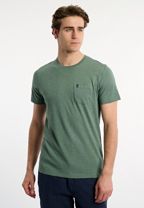 river woods Custom fit basic pima katoen T-shirt borstzak opal green mix