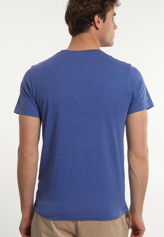 River Woods Custom Fit Basic Pima Katoen T-shirt Borstzak Perisian Blue Mix