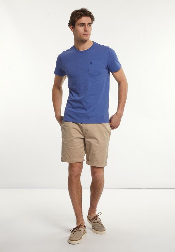 River Woods Custom Fit Basic Pima Katoen T-shirt Borstzak Perisian Blue Mix