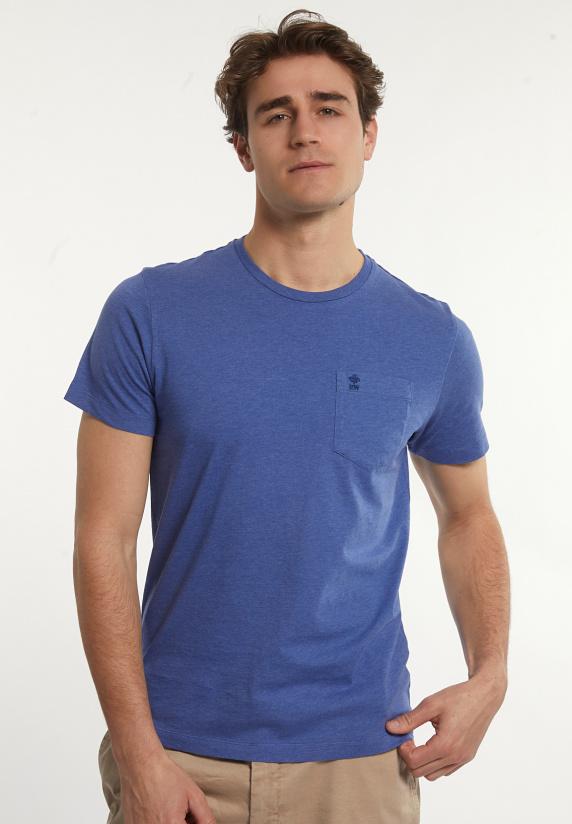 river woods Custom fit basic pima katoen T-shirt borstzak perisian blue mix