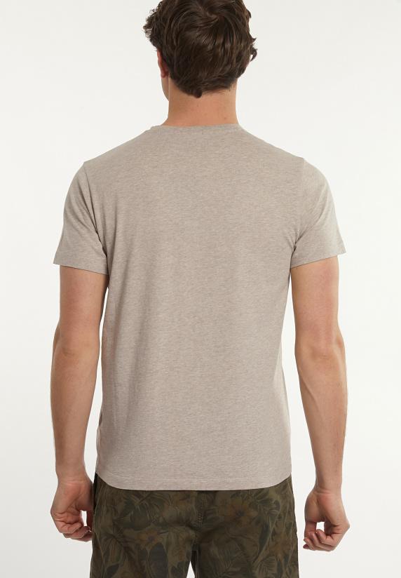 River Woods Custom Fit Basic Pima Katoen T-shirt Borstzak Sand Mix