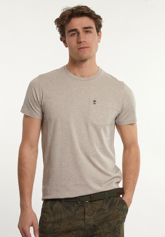 river woods Custom fit basic pima katoen T-shirt borstzak sand mix