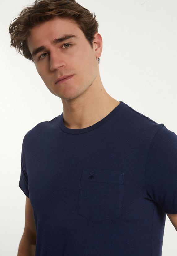 River Woods Custom Fit Basic Pima Katoen T-shirt Borstzak Twilight Mix