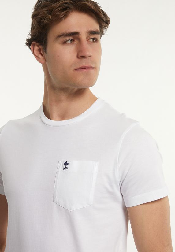 River Woods Custom Fit Basic Pima Katoen T-shirt Borstzak White