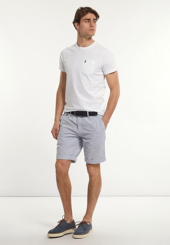 River Woods Custom Fit Basic Pima Katoen T-shirt Borstzak White