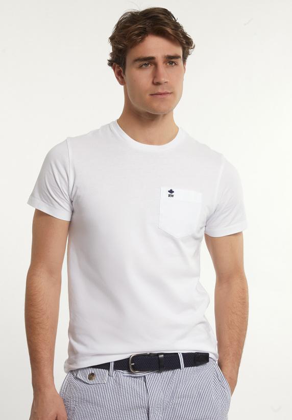 river woods Custom fit basic pima katoen T-shirt borstzak white