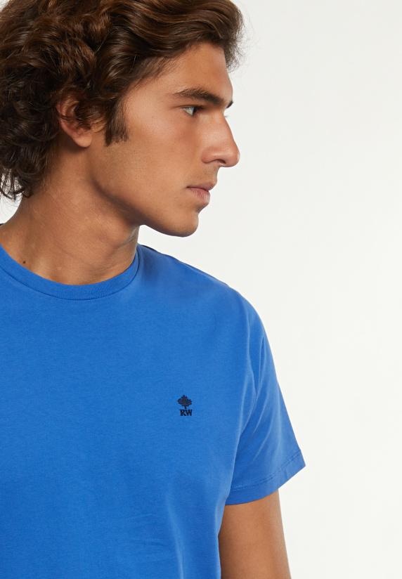 River Woods Custom Fit Basic Pima Katoen T-shirt Cobalt