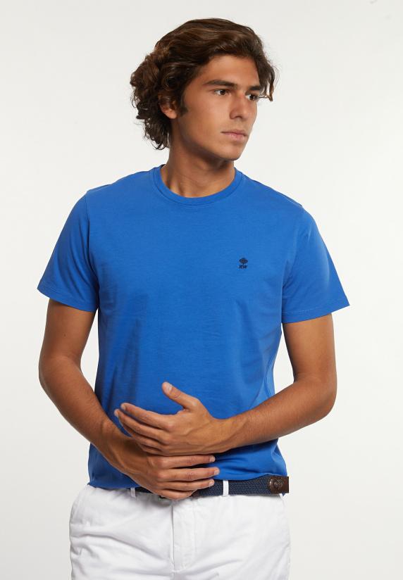 river woods Custom fit basic pima katoen T-shirt cobalt