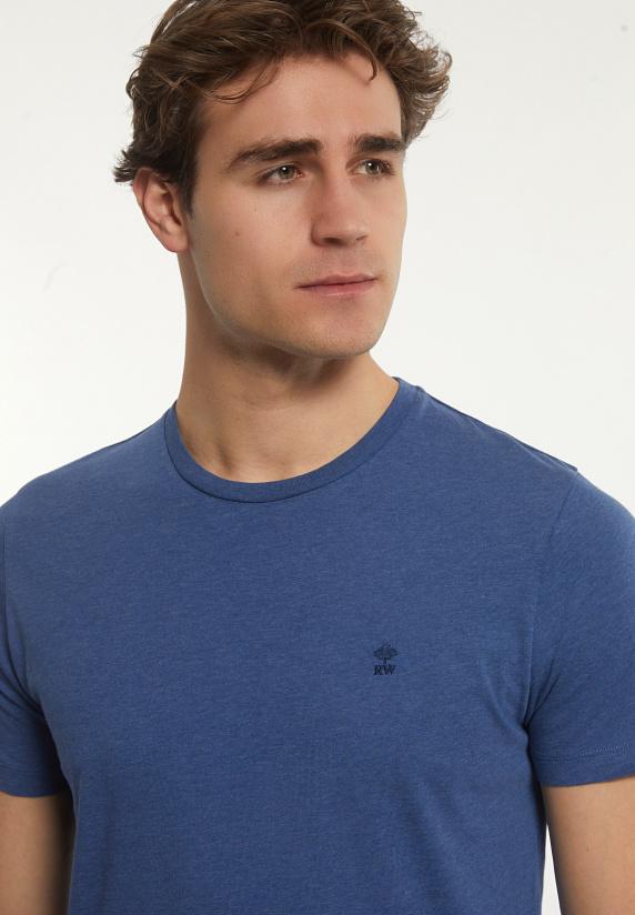 River Woods Custom Fit Basic Pima Katoen T-shirt Denim Mix