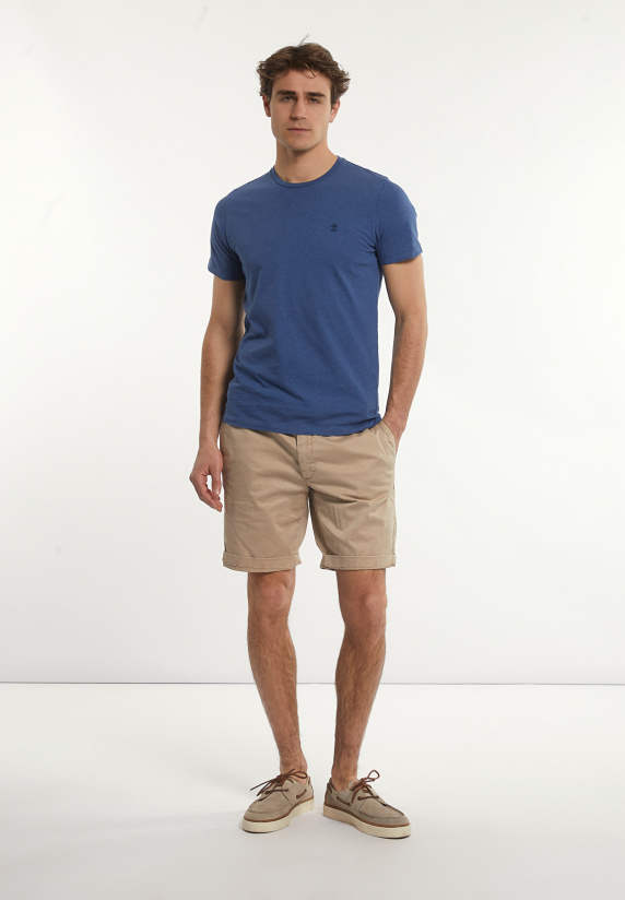 River Woods Custom Fit Basic Pima Katoen T-shirt Denim Mix