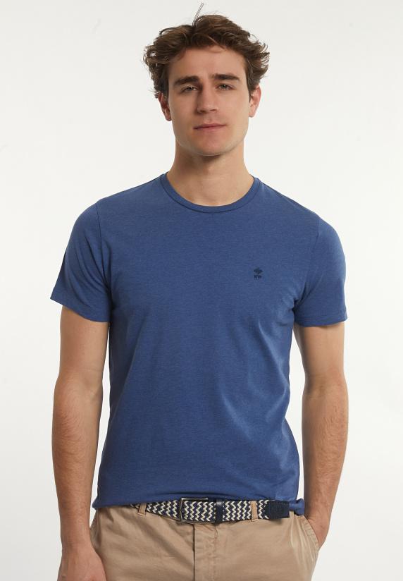 River Woods Custom Fit Basic Pima Katoen T-shirt Denim Mix